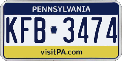 PA license plate KFB3474