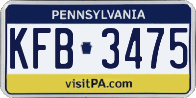 PA license plate KFB3475