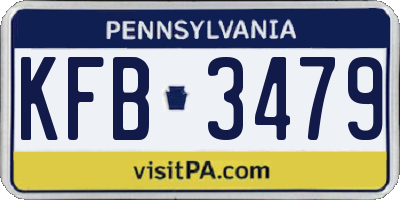 PA license plate KFB3479