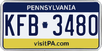 PA license plate KFB3480
