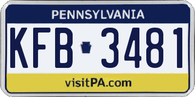 PA license plate KFB3481