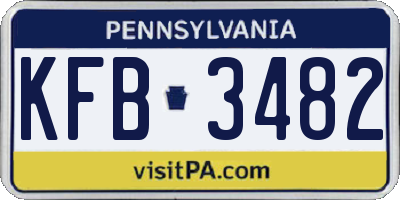 PA license plate KFB3482