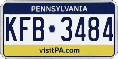 PA license plate KFB3484