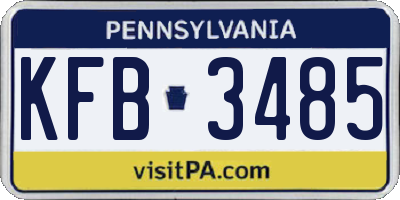 PA license plate KFB3485