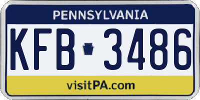 PA license plate KFB3486