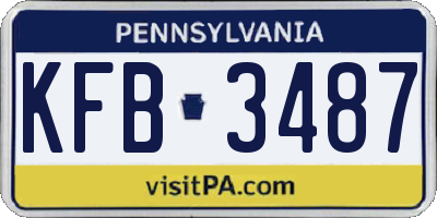 PA license plate KFB3487