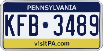 PA license plate KFB3489