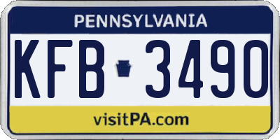 PA license plate KFB3490