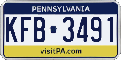 PA license plate KFB3491
