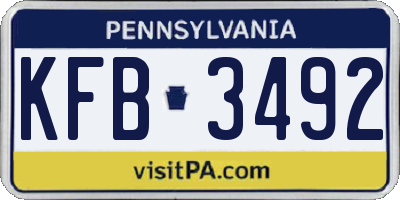 PA license plate KFB3492