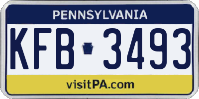 PA license plate KFB3493