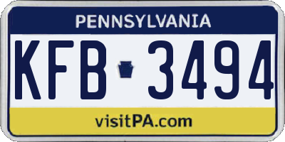 PA license plate KFB3494