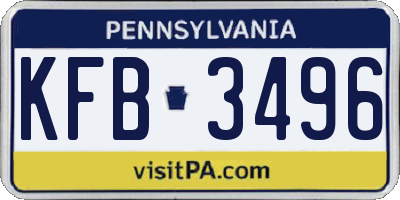 PA license plate KFB3496