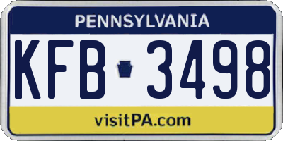 PA license plate KFB3498