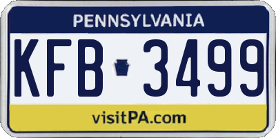 PA license plate KFB3499