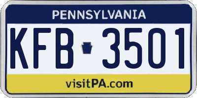 PA license plate KFB3501
