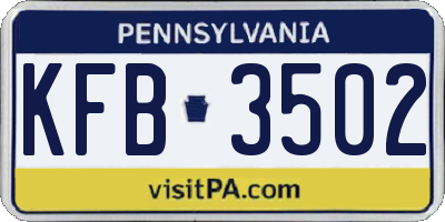 PA license plate KFB3502