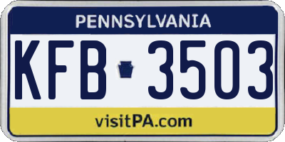 PA license plate KFB3503