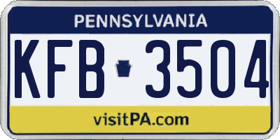 PA license plate KFB3504