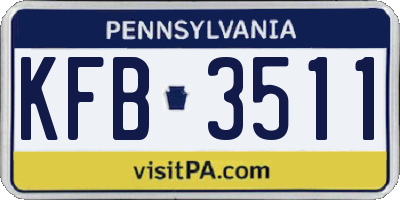 PA license plate KFB3511