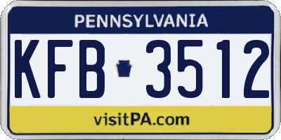 PA license plate KFB3512