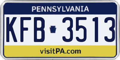 PA license plate KFB3513