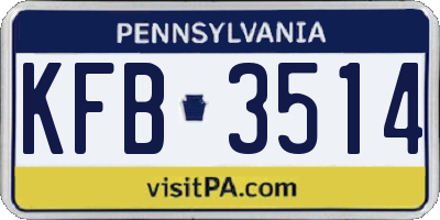 PA license plate KFB3514