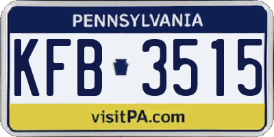 PA license plate KFB3515