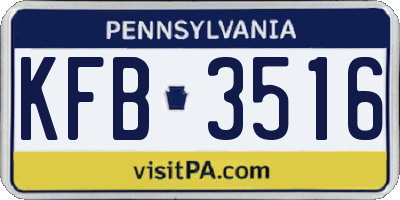 PA license plate KFB3516