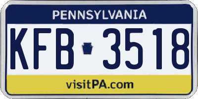 PA license plate KFB3518