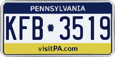 PA license plate KFB3519