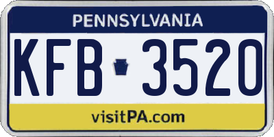 PA license plate KFB3520