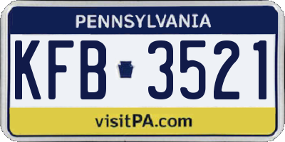 PA license plate KFB3521