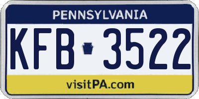 PA license plate KFB3522