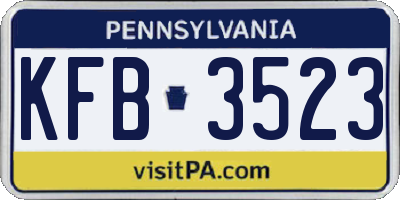 PA license plate KFB3523