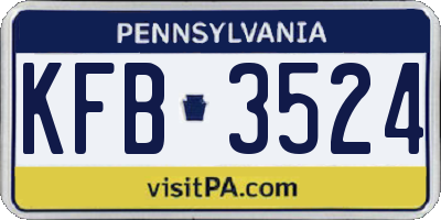 PA license plate KFB3524