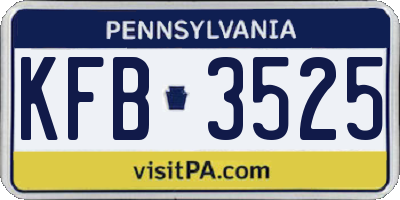 PA license plate KFB3525