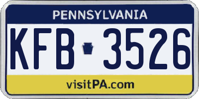 PA license plate KFB3526