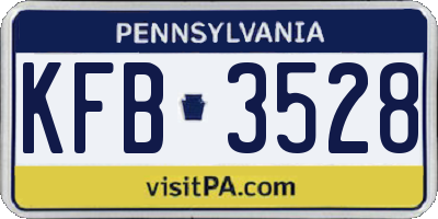 PA license plate KFB3528