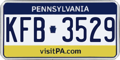 PA license plate KFB3529