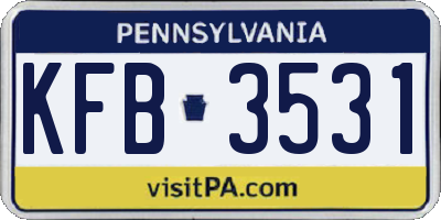 PA license plate KFB3531