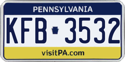 PA license plate KFB3532