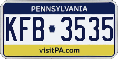 PA license plate KFB3535