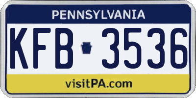 PA license plate KFB3536