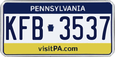 PA license plate KFB3537