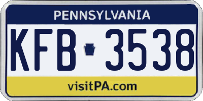 PA license plate KFB3538