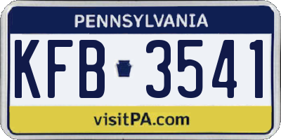 PA license plate KFB3541