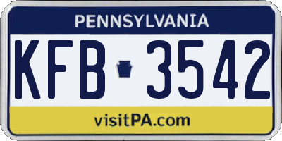 PA license plate KFB3542