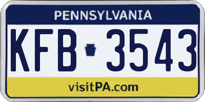 PA license plate KFB3543