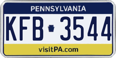 PA license plate KFB3544